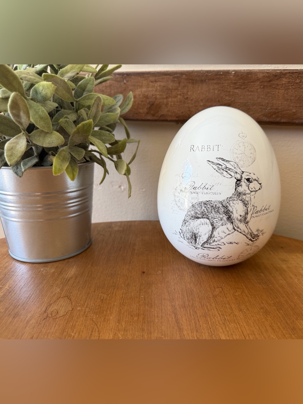 White Rabbit Decorative Accent ceramic egg - Picture 2 of 16